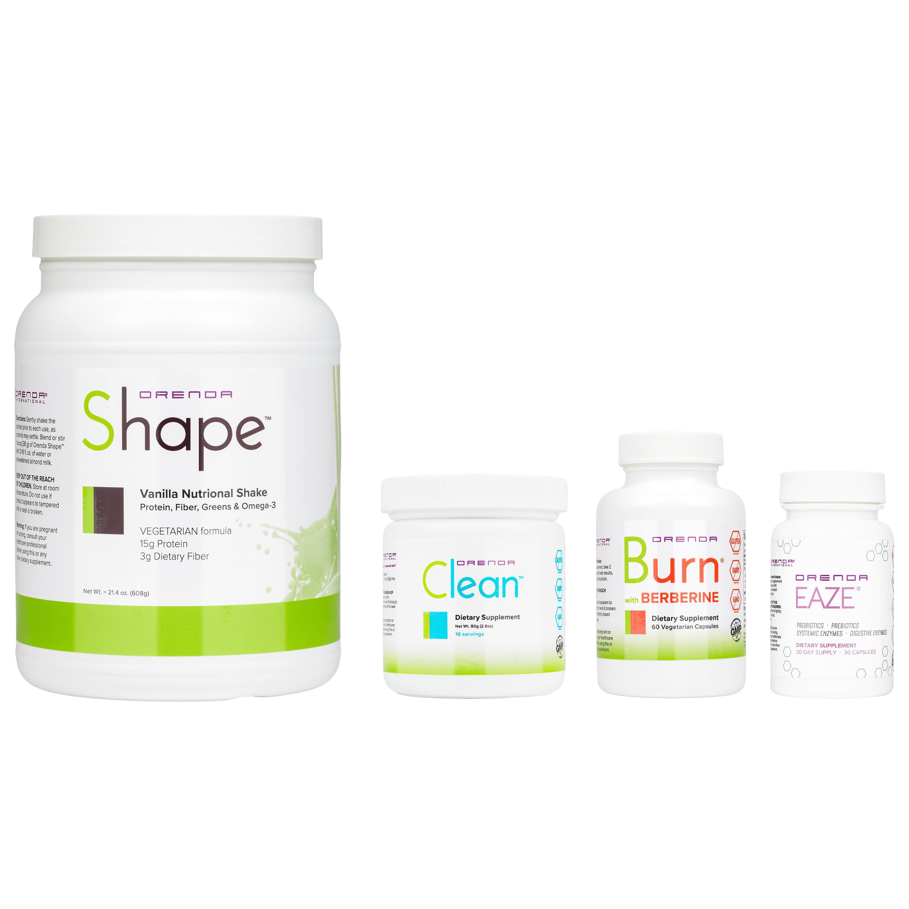 Orenda Collection of dietary supplement containers including &