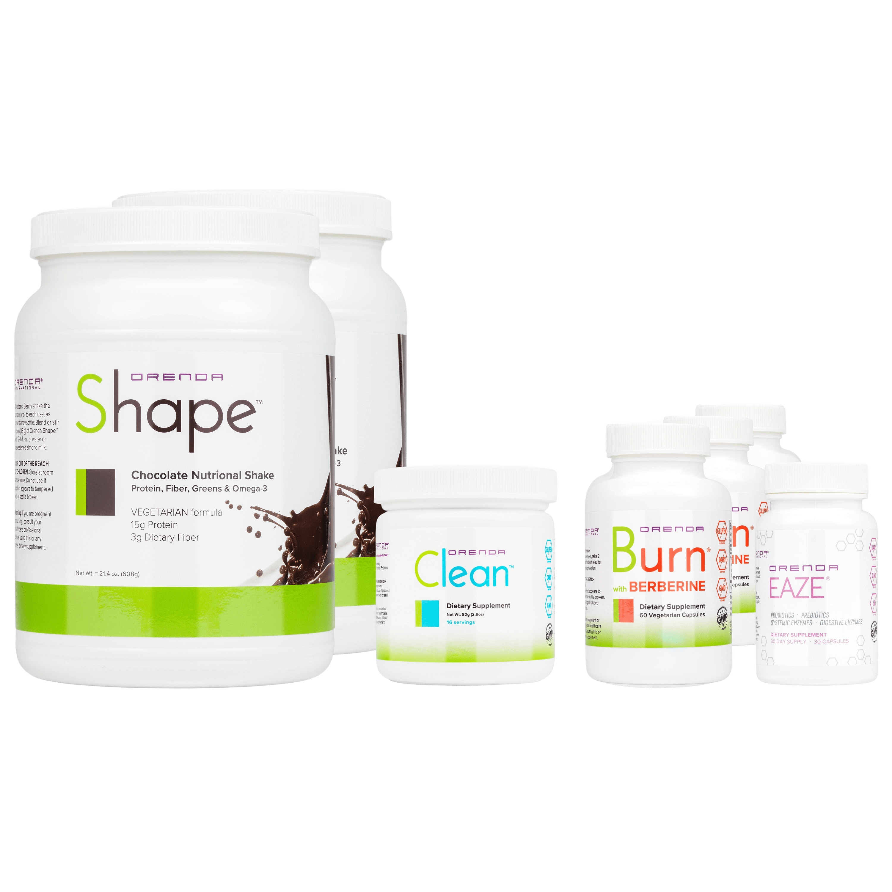 Orenda Collection of dietary supplement containers including &