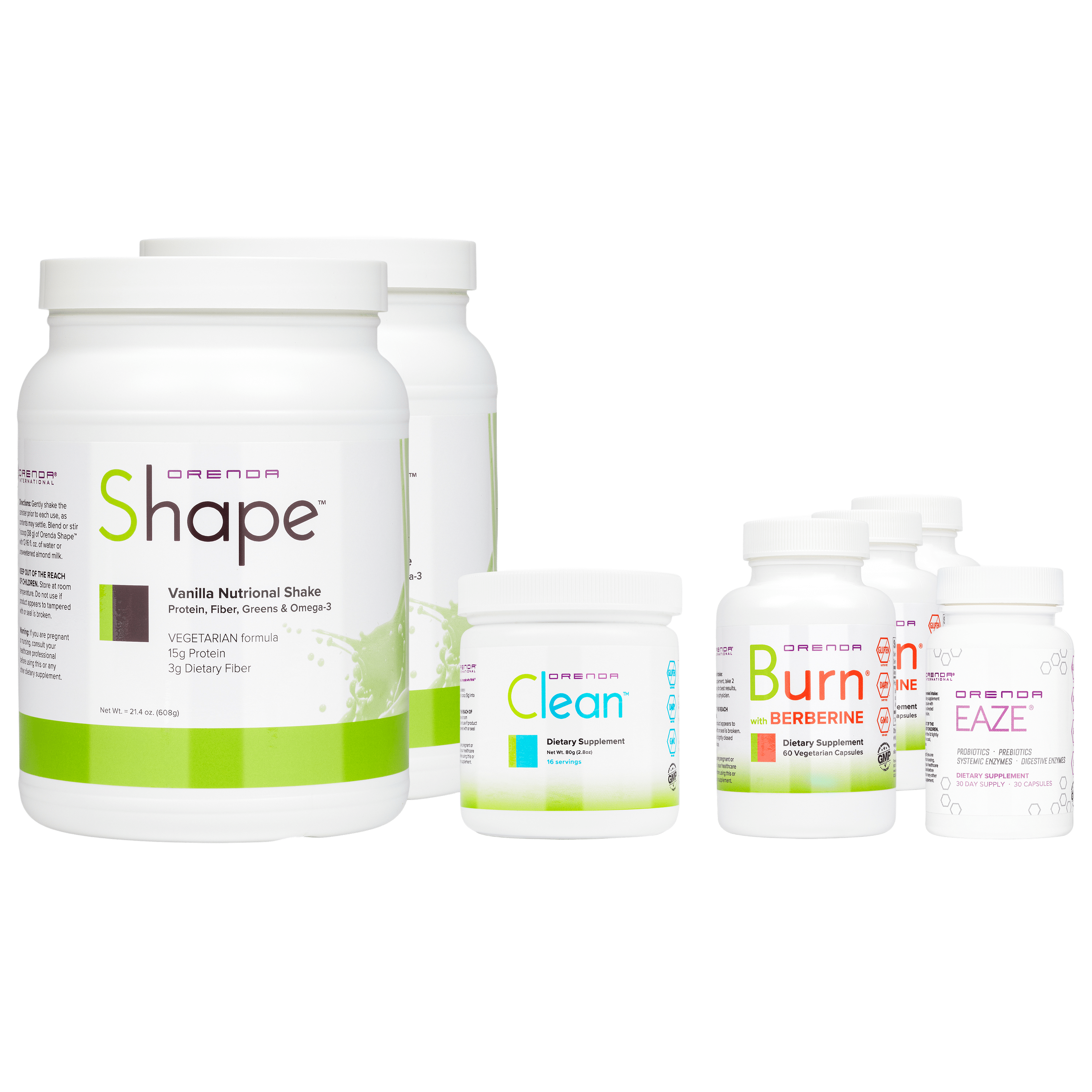 Orenda Collection of dietary supplement containers including &