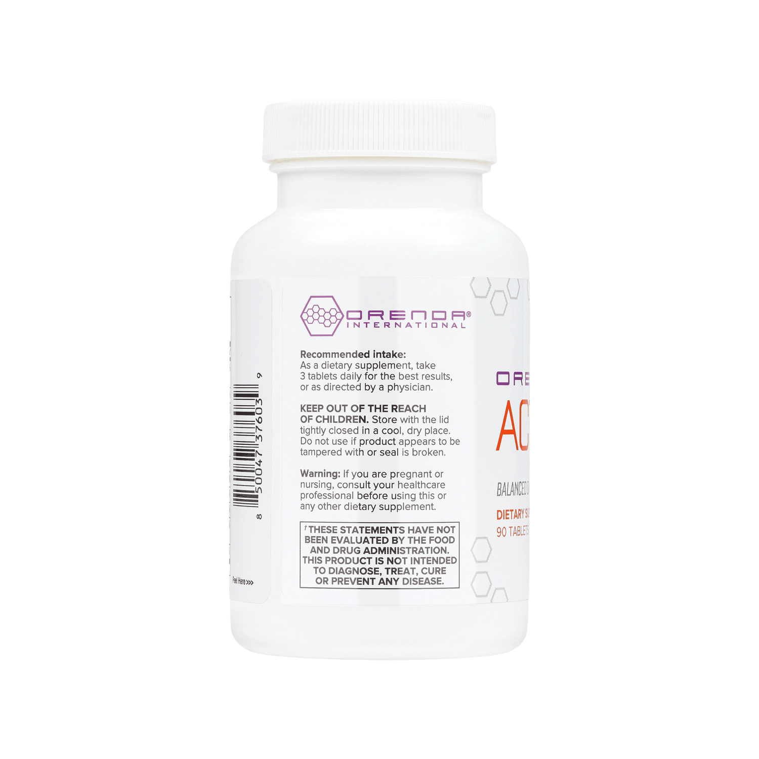 Supplement bottle with label on a white background