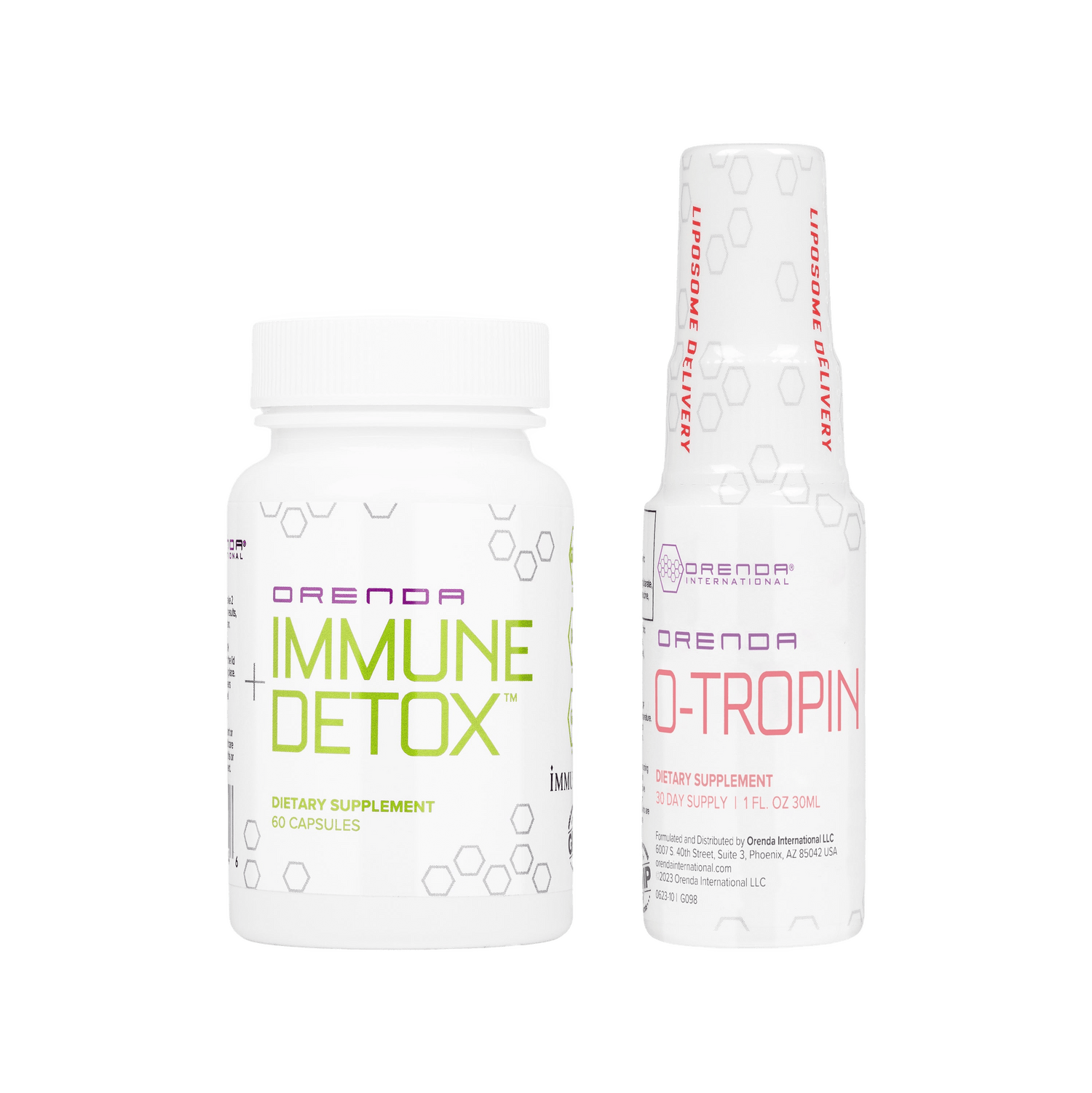 Two dietary supplement bottles labeled &