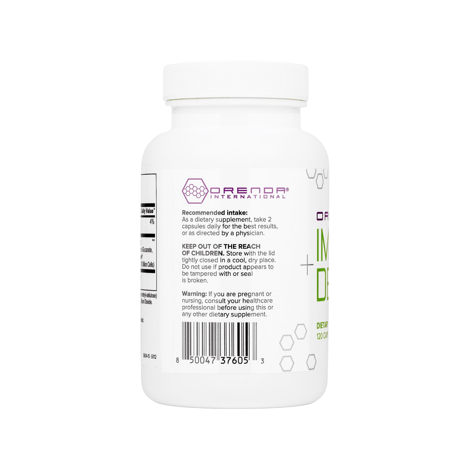 Supplement bottle with label on a white background