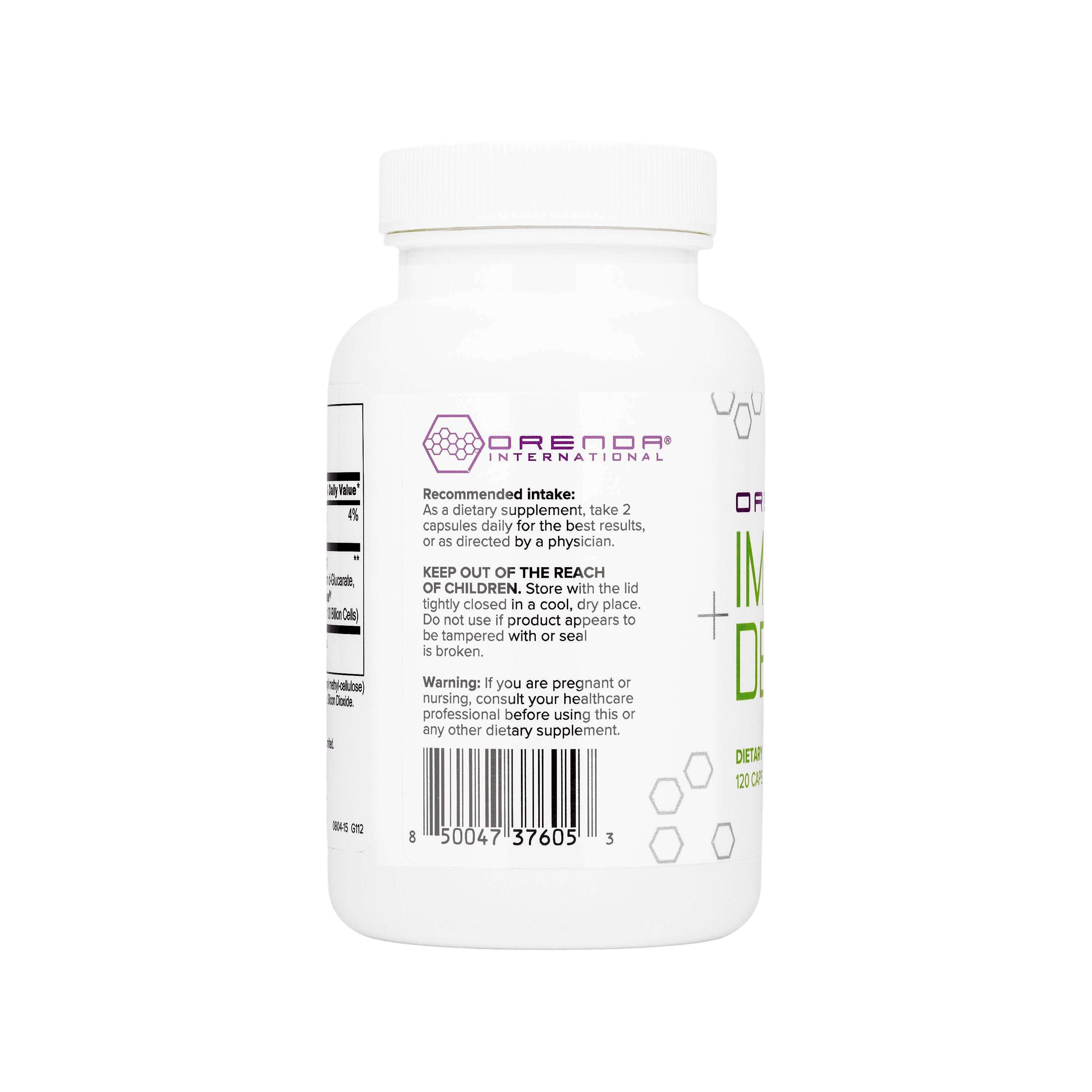 Supplement bottle with label on a white background