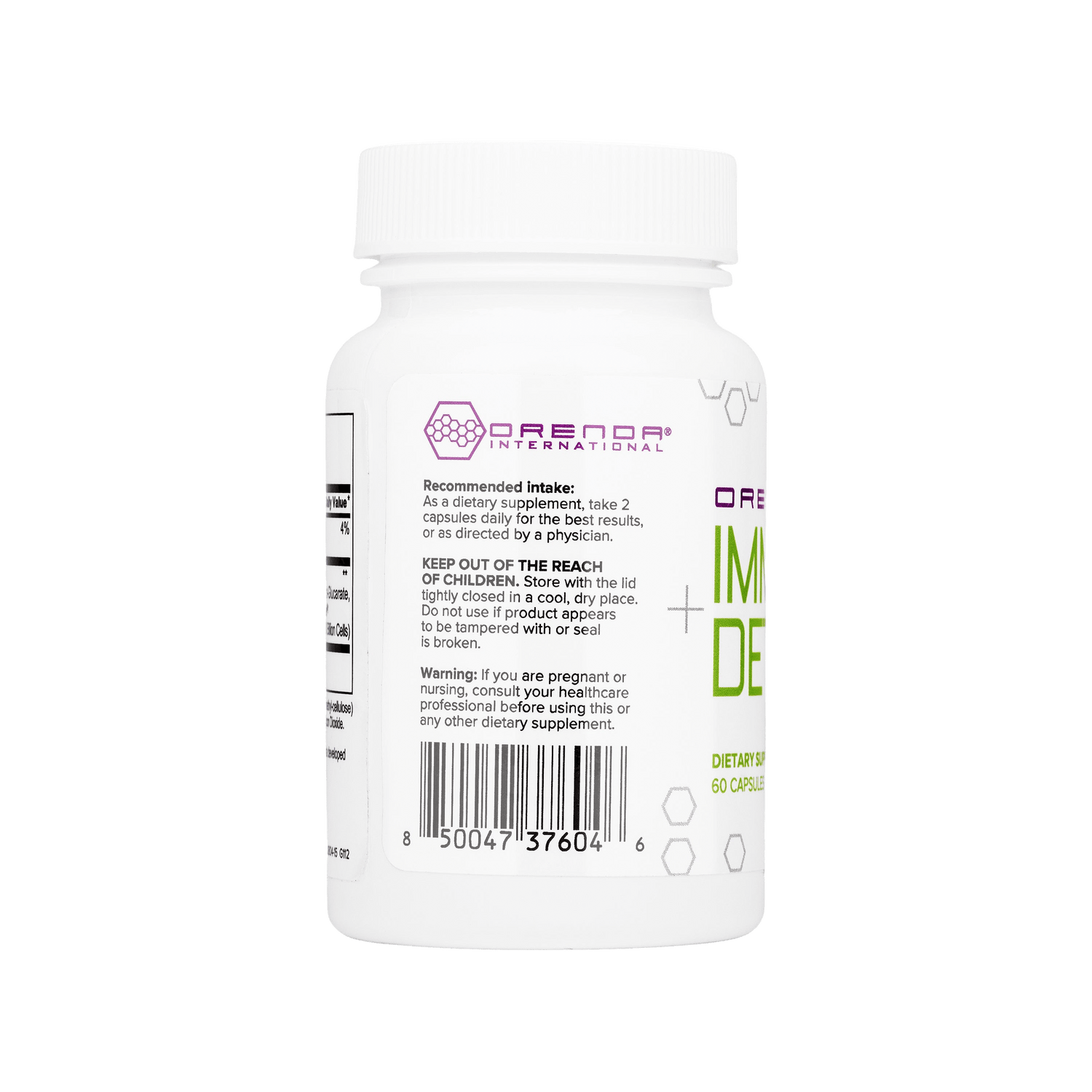 Supplement bottle with label on a white background