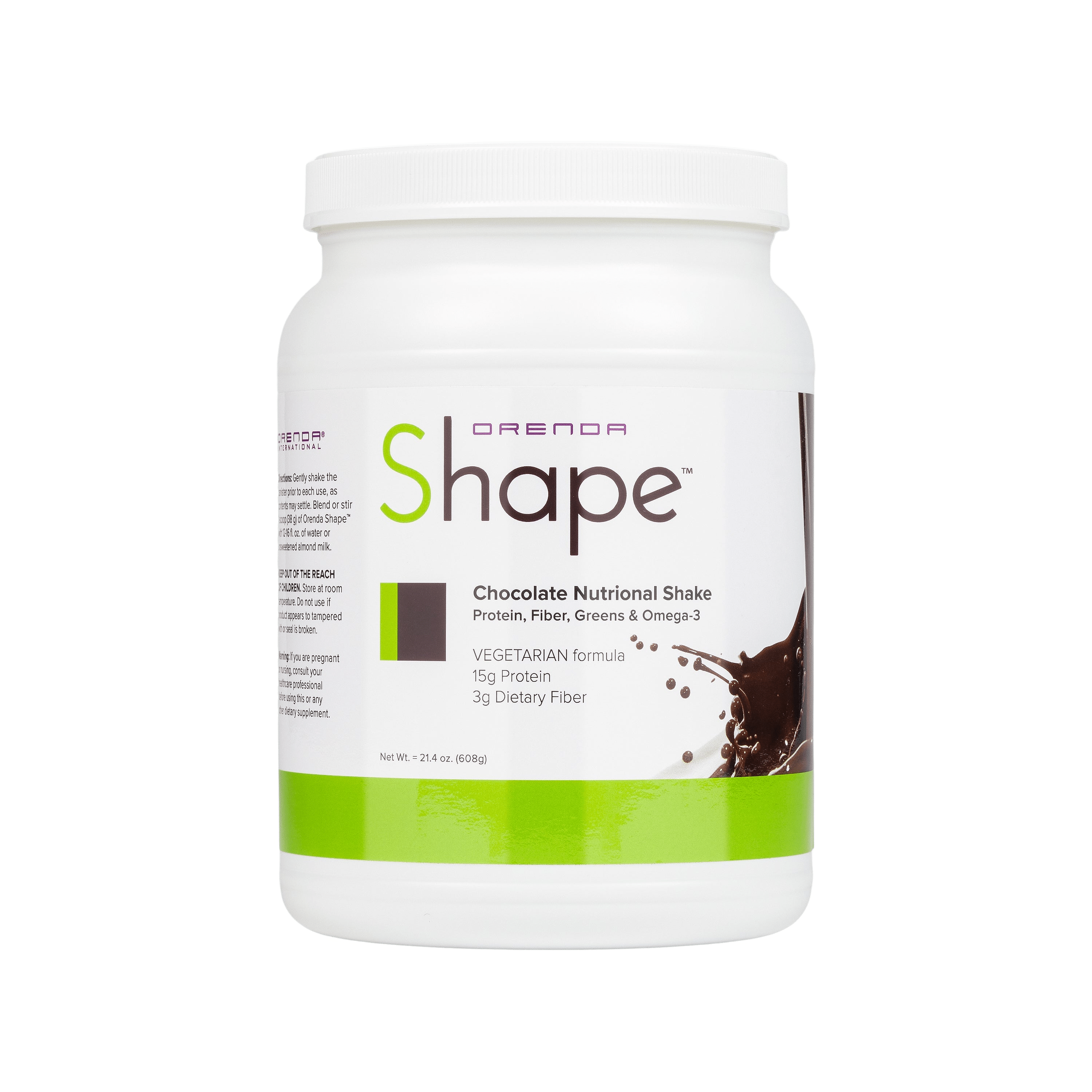 Orenda Shape chocolate nutritional shake container on a white background