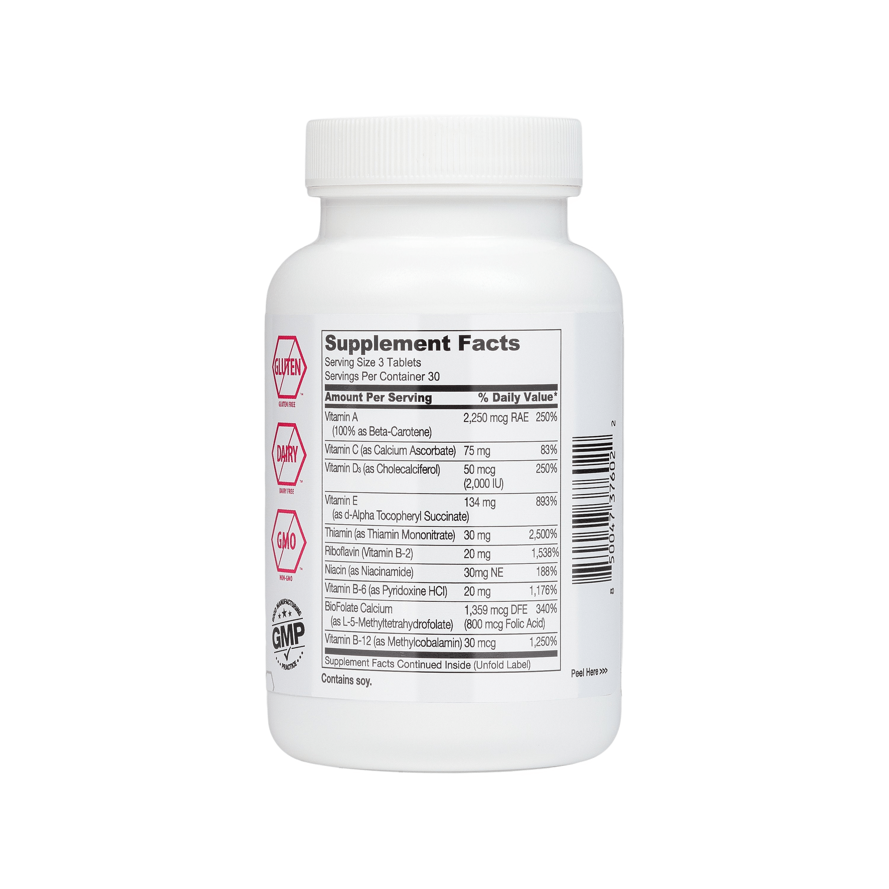 Supplement bottle with supplement facts label on a white background
