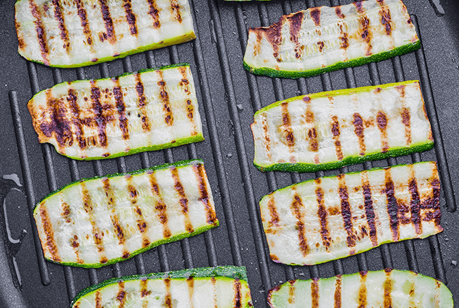 Grilled Zucchini with Kalamata Vinaigrette