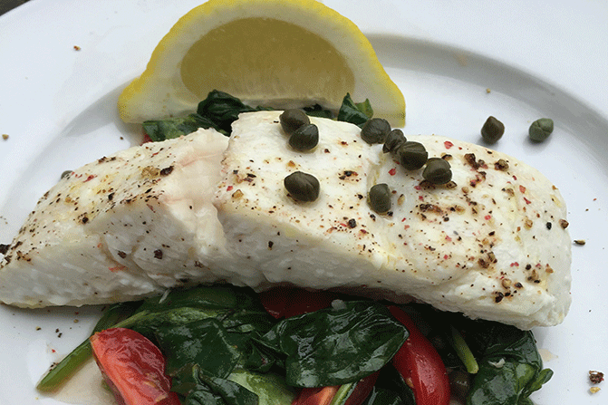 Halibut with Spinach and Tomatoes