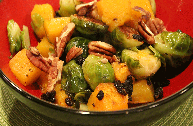 Roasted Butternut Squash and Brussels Sprouts