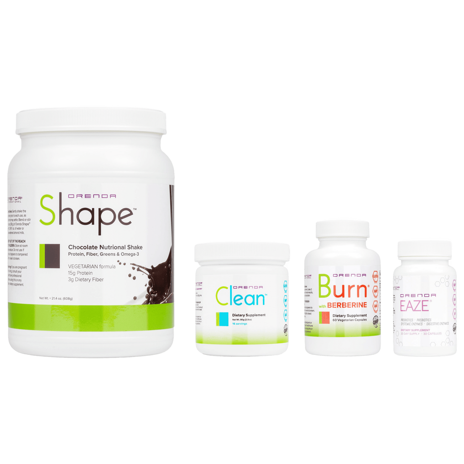 Orenda Collection of dietary supplement containers including &