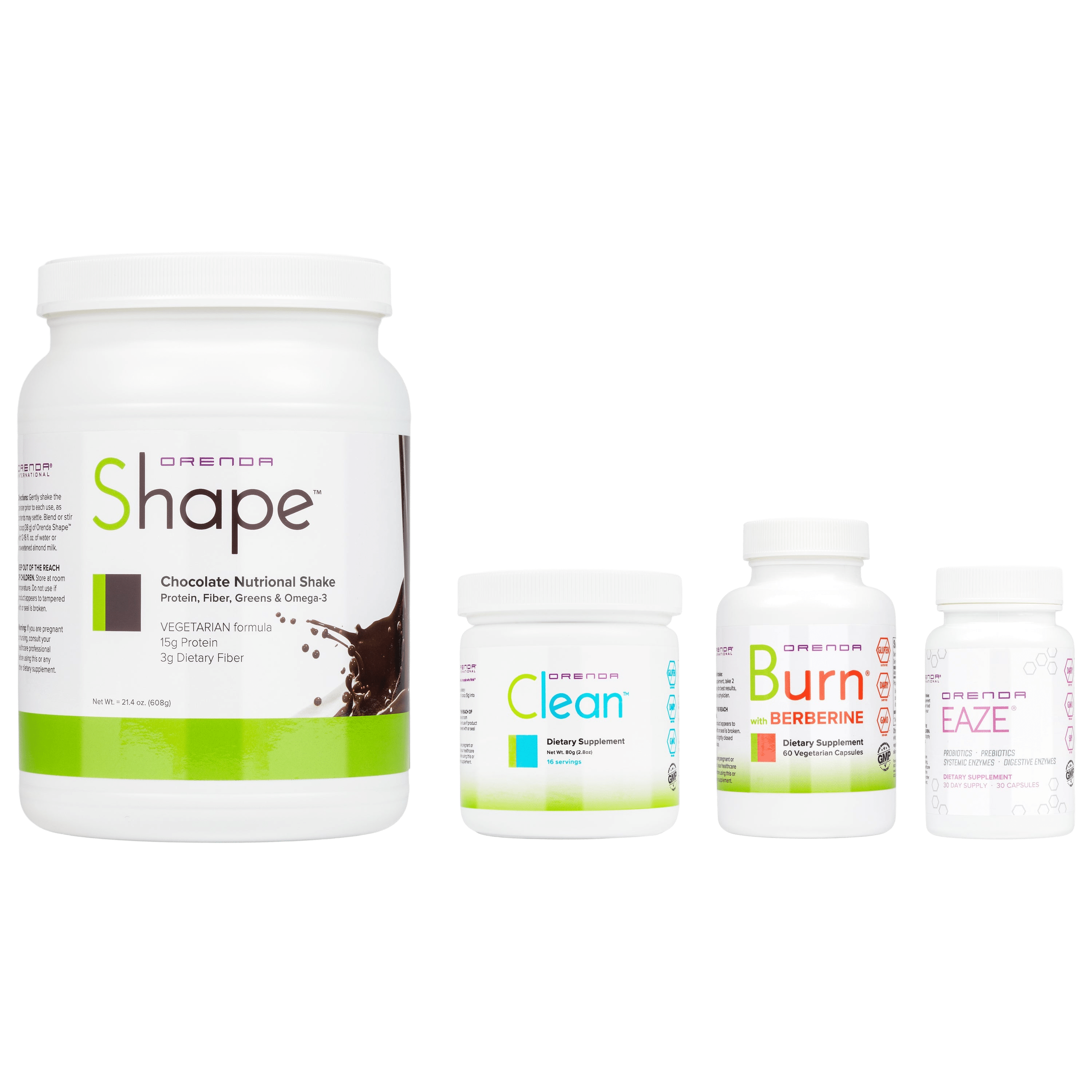 Orenda Collection of dietary supplement containers including &