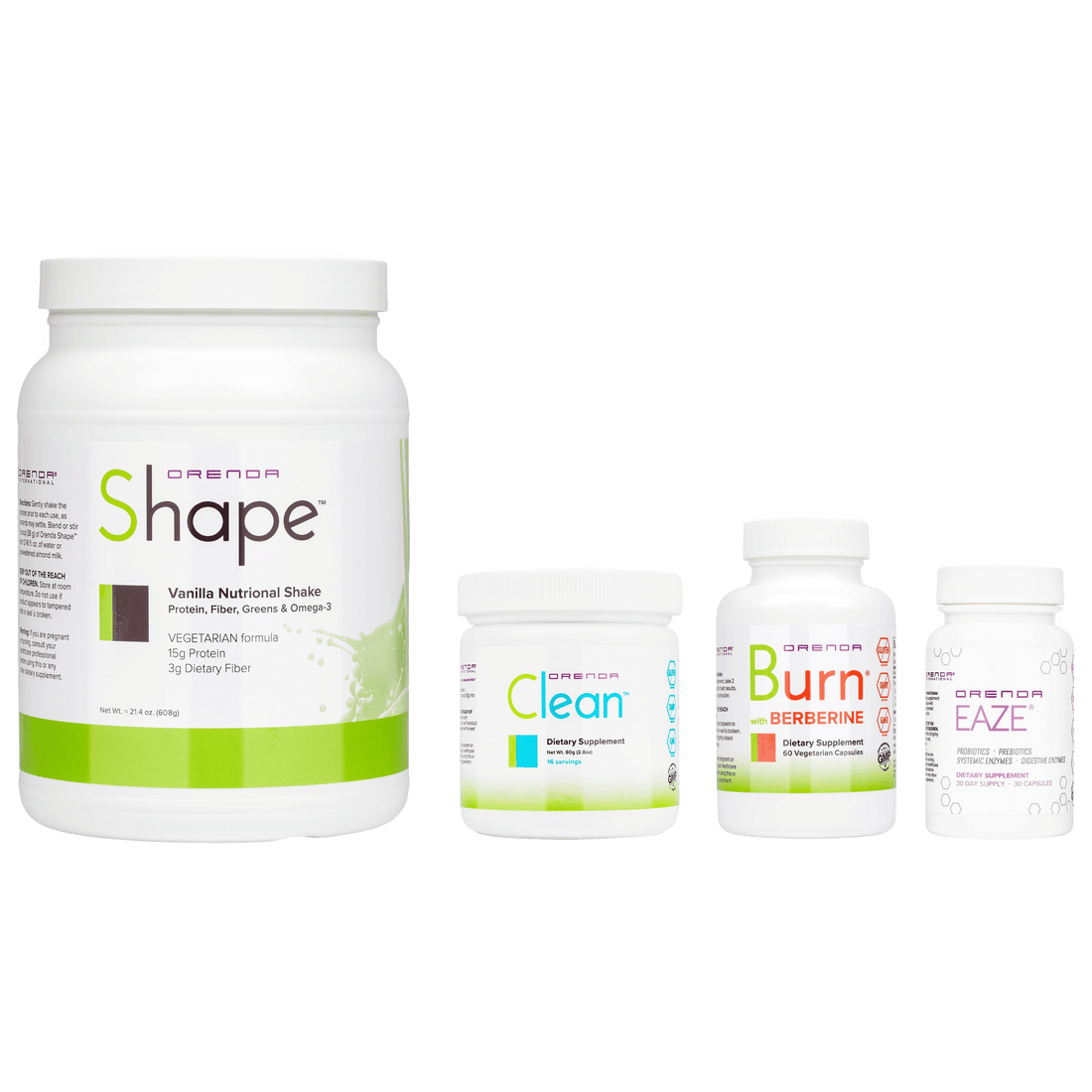 Orenda Collection of dietary supplement containers including &
