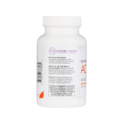 Supplement bottle with directions on label on a white background