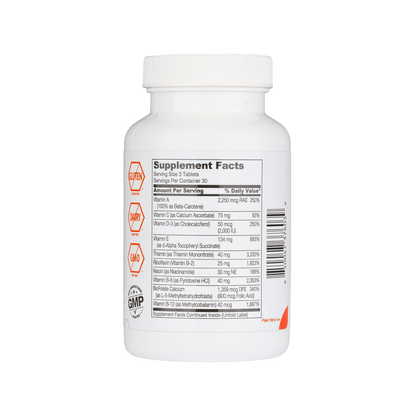 Supplement bottle with label showing &