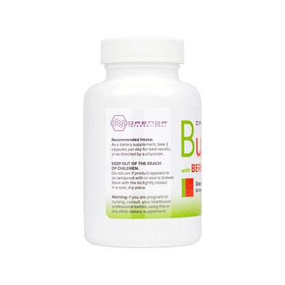 Supplement bottle with label on a white background