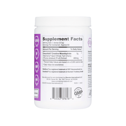 Supplement bottle with label showing &