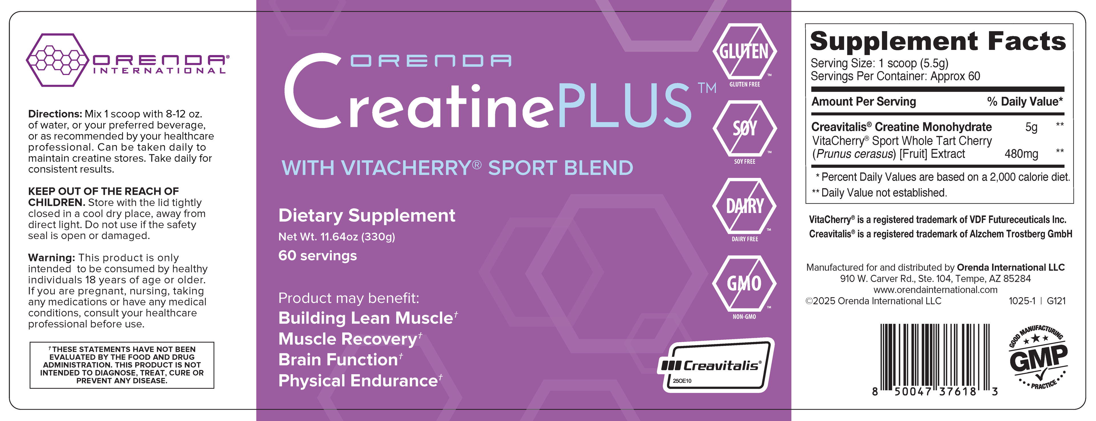 Supplement facts label showing &